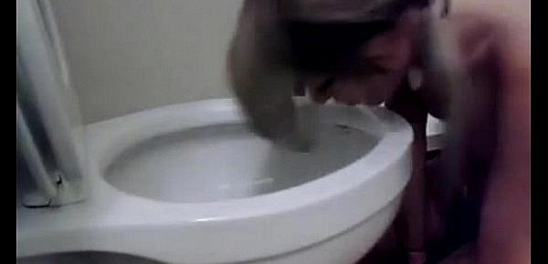  cute girl licking my toilet lustfully